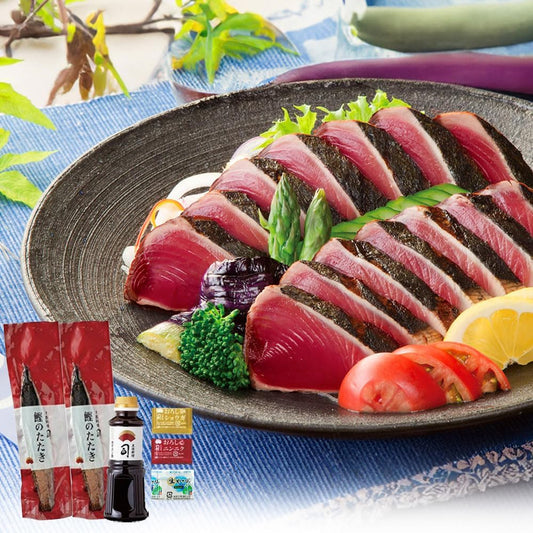 Tosa Cuisine Bonito Tatsushi Set of 2, 21.3 oz (600 g) (For 4 - 6 Servings), Kochi Prefecture, Charcoal-Grilled Yuzu-Pon Vinegar, Condiments, Free Gift Wrapping, Made in Japan
