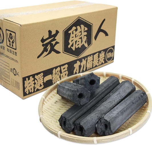Charcoal, Oga Binchotan Artisan Wood Charcoal, Available in 22, 44, 66 lb (10, 20, 30 kg) Bags, High-grade charcoal Made from Ubame Oak (Quercus Phillyraeoides), Long Burning, Low Smoke