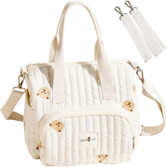 Diaper Pouch, Diaper Bag, Mom Bag, Stroller Belt Included, 7 Pockets, Shoulder Strap, 100% Cotton, 3-Way, Washable, Hospital Admission, Baby Bag, Large Capacity, Baby Gift, Diaper Case, Casual
