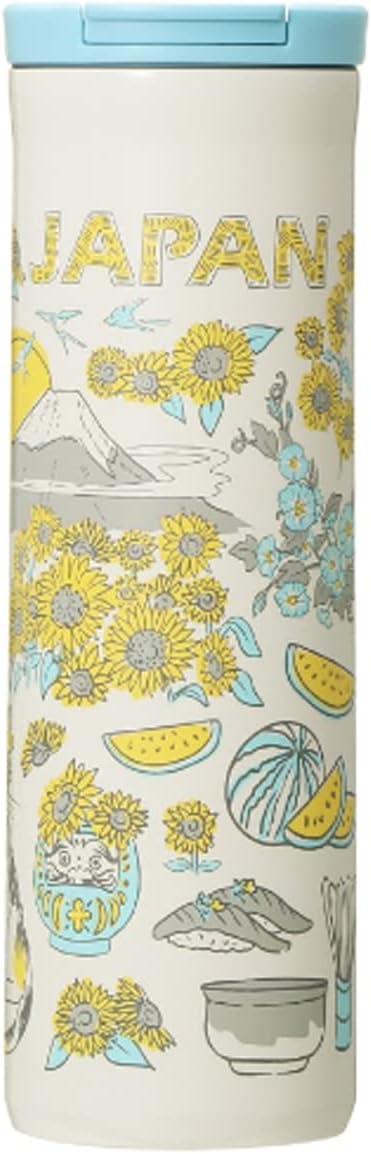 Starbucks Been There Series Stainless Steel Bottle, Japan Limited Edition, Summer, 16.1 fl oz (473 ml), Summer, Sunflower, Vacuum, Stainless Steel, Local Limited, White, 16.1 fl oz (473 ml), New Model, Gift, Brand, Christmas