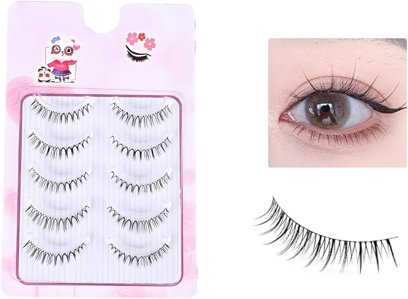 BaraRose False Eyelashes, Bulk Natural Bundle, Transparent Shank, Handmade, Slim, Comfortable, 3 Styles (Natural Style)