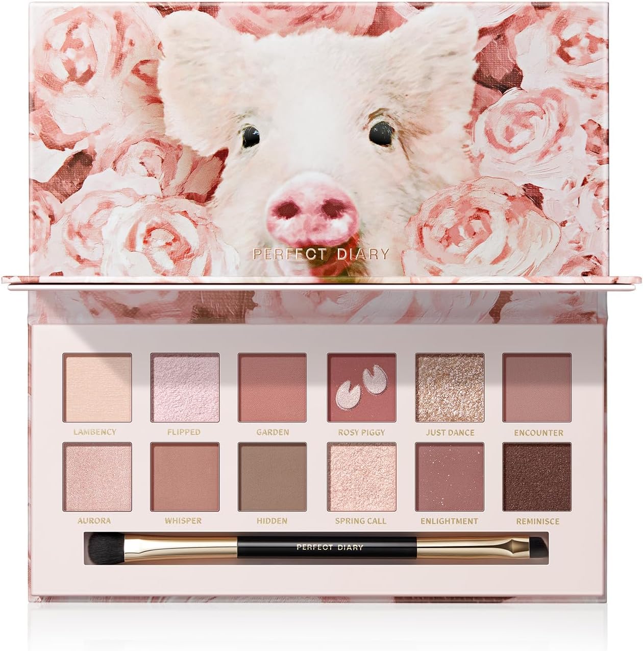PERFECT DIARY Animal Eyeshadow Palette, 0.05 oz (1.2 g) x 12 Colors (Rose Pink)
