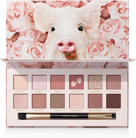 PERFECT DIARY Animal Eyeshadow Palette, 0.05 oz (1.2 g) x 12 Colors (Rose Pink)