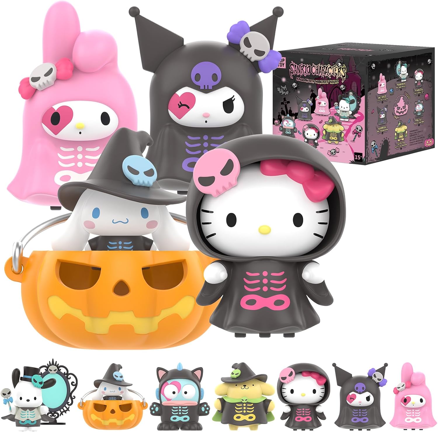TOP TOY Sanrio Characters "Halloween Trick Night" Series [1 Piece] Blind Box Figure Soft PVC Present Birthday Gift Kitty Chrome Cinnamon Roll My Melo Character Collector