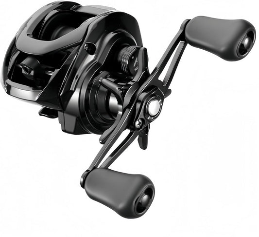 Bait Reel (Equipped with DC Electronic Brake) for Backlash/Long Throw Lures, Casting Noise Production, Electromagnetic Brake, For Both Freshwater & Saltwater, 7.2:1, Drag Power 13.2 lbs (6 kg)