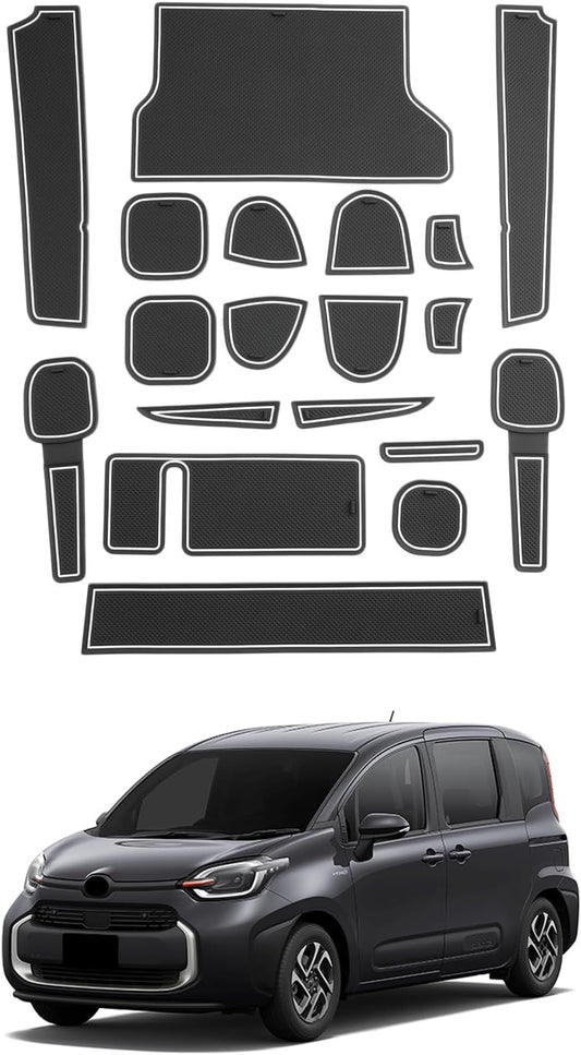 SHAOHAO (August 2025) New Model Toyota Sienta 10 Series 3rd Generation Interior Rubber Mat Sienta 3rd Generation Door Pocket Mat Anti-Slip Scratch Resistant Environmentally Friendly Material High