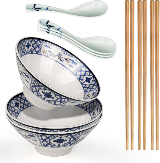 Japanese Ramen Bowl, Instant Ramen Bowl, For Udon, Buckwheat, Fo, Noodles, Breakfast, Melamine Material, Soup Bowl, Melamine Ramen Bowl, Plastic Ramen Bowl, Soup Bowl (Color: A-3 sets/White, Size: 8 inches)