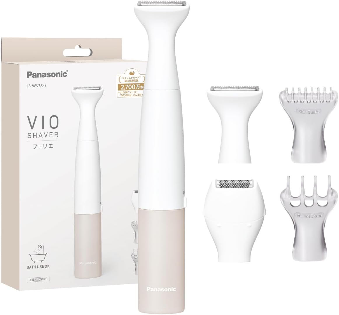 Panasonic VIO Shaver Ferrier IPX7 Waterproof Dry Shaving Hair Remover Battery Operated Beige Tone ES-WV63-E [Released in 2025] ◆Includes Cinnamoroll Sticker◆