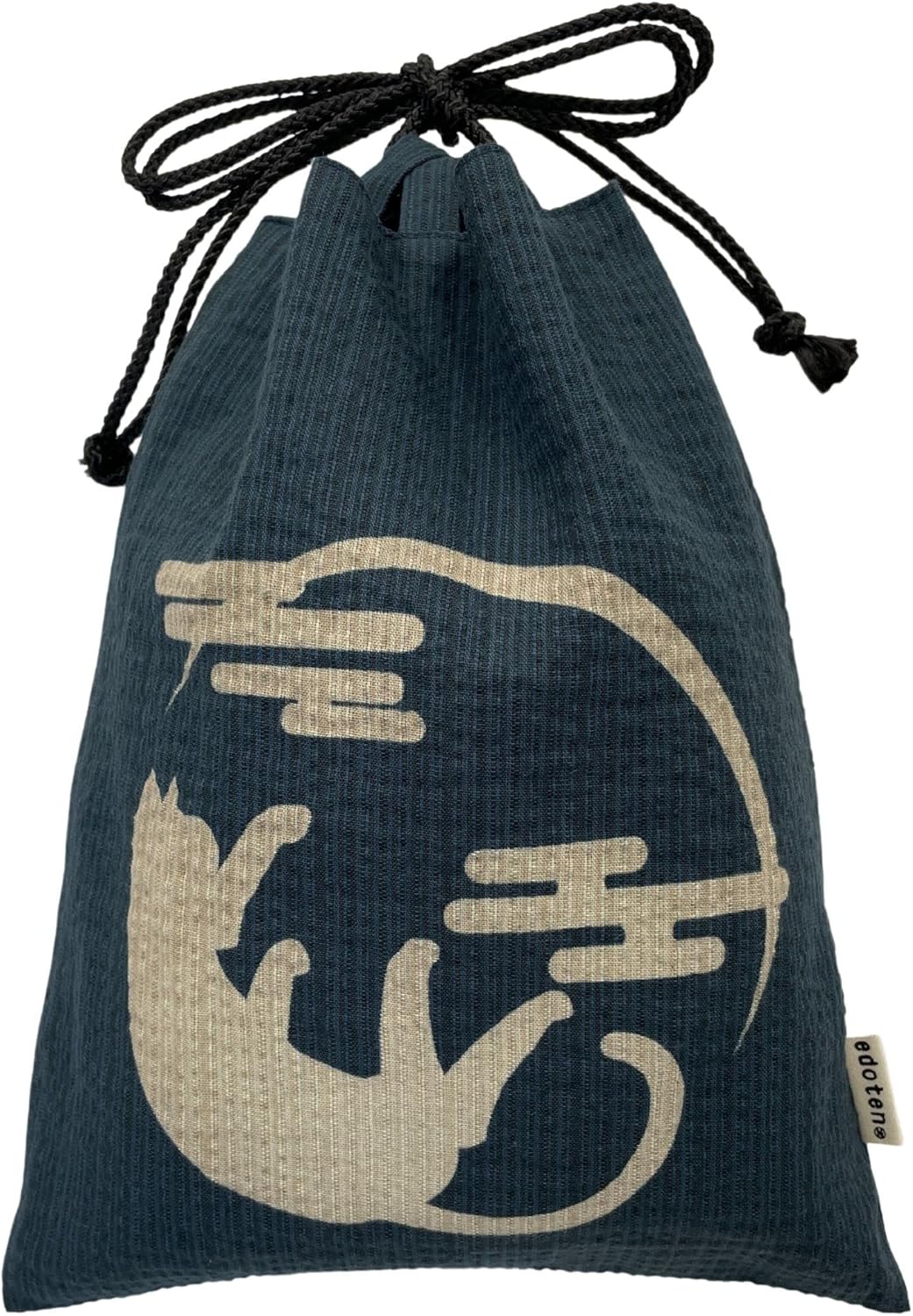 Edo-Ten Shingen Bag, Discharge Pattern, Matching Bag, 100% Cotton, Shijira Fabric, Drawstring Bag, Goshuin Bookbag, Inner Pocket, Men's, Women's, Cat Pattern