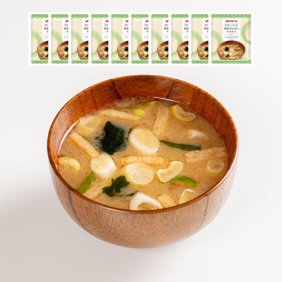 Marutomo Katsuobushi Shop's Specialty Bowl - Domestic Green Onion Miso Soup 10-piece Set | Official | Mail Service Freeze-dried Miso