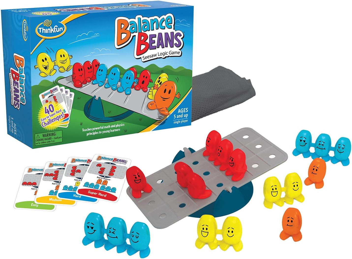 ThinkFun Game "Balance Beans" 1140, Suitable for Ages 5 and Up [Develops Mathematical Thinking Skills, Educational Math Game, Gift (Birthday/Christmas)]