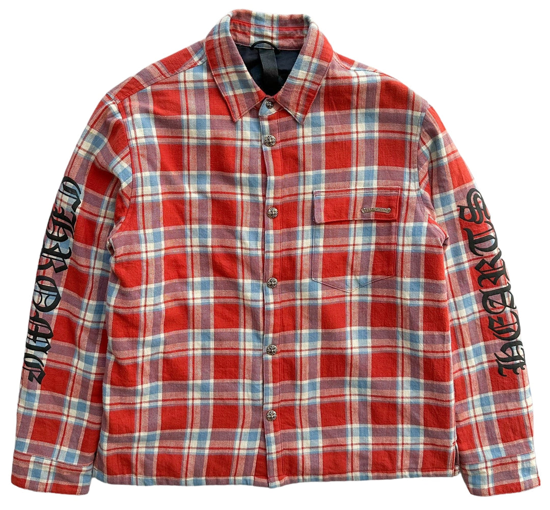 CHROME HEARTS 'RED CHECKER' PLAID FLANNEL JACKET