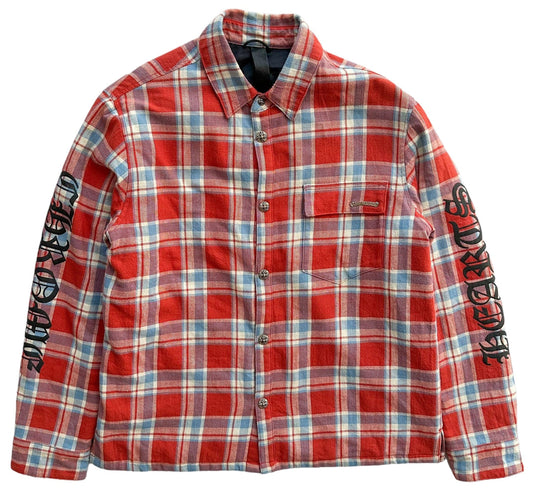 CHROME HEARTS 'RED CHECKER' PLAID FLANNEL JACKET