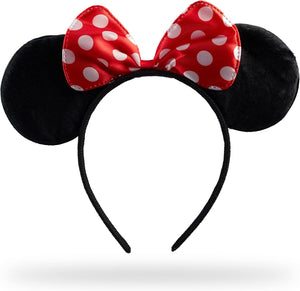 Relaxdays Minnie Mouse Ears Polka Dot Bow Headband Fancy Dress Carnival Accessory Black/Red