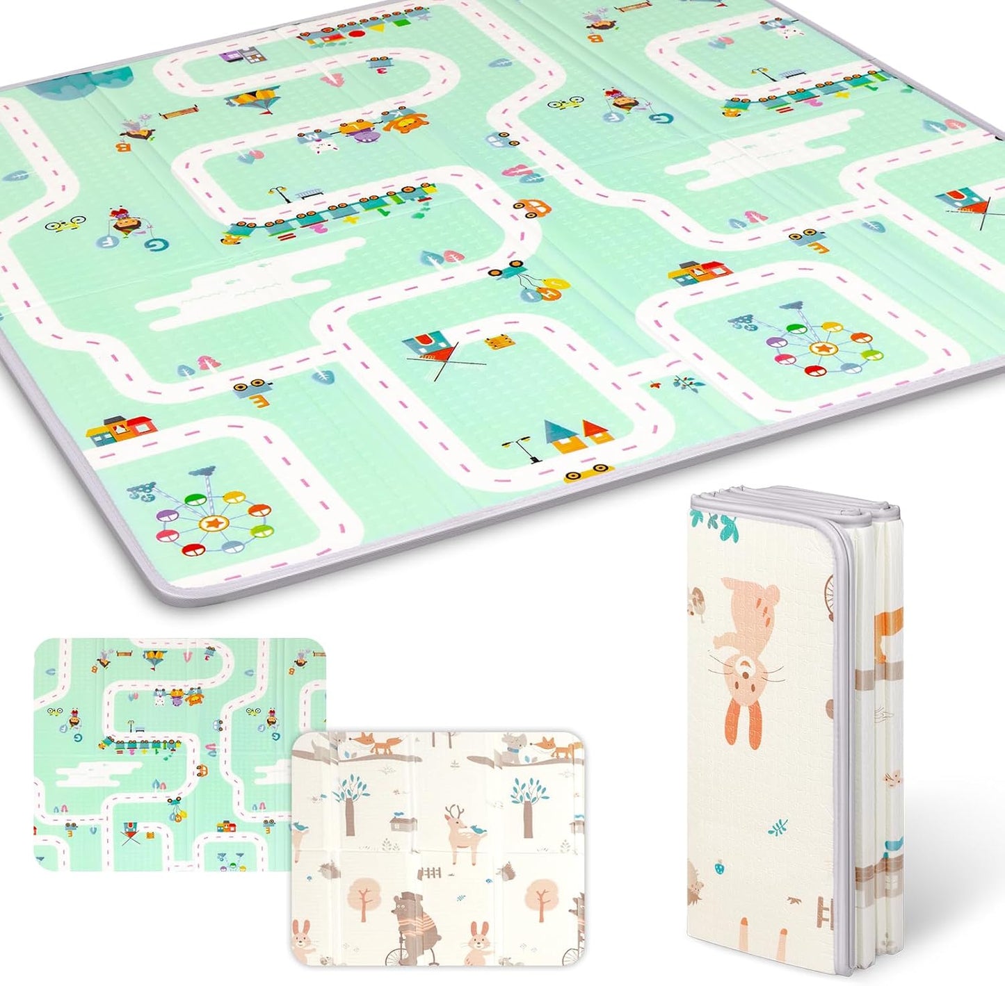 Play Mat - Artake Baby Play Mat, Easy Storage, Joint Mat, Thick, Foldable, Waterproof, Soundproofing Mat, Baby Mat, Nap Mat, Bear Animals 7.9 x 70.9 x 7.1 x 2