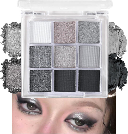 Erinde Eyeshadow Palette, Pearl, 10# Punk Smokey, Black, Eyeshadow Gray, Eyeshadow Palette, Waterproof, Sweatproof, High Color, Long Lasting, For Beginners