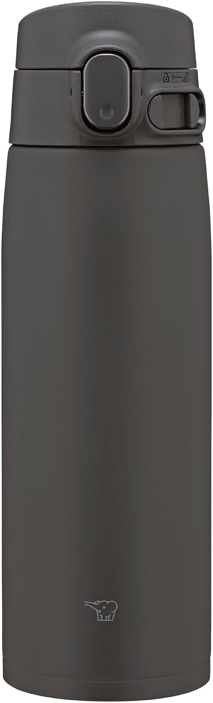 Zojirushi SM-VB60-BM Stainless Steel Water Bottle, Large Capacity, 20.3 fl oz (600 ml), Choose Your Size, One-Touch Type, Seamless Stopper, Only 3 Pieces, Soft Black
