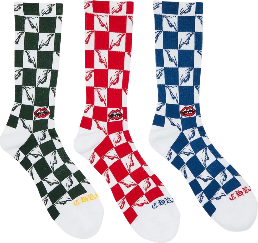 CHROME HEARTS MATTY BOY 'CHECKERED EYES' SOCKS PACK