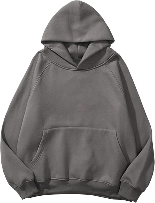 Lauweion - Sudaderas con capucha básicas de forro polar para mujer, con estampado de letras, manga larga, bolsillo canguro, hombros caídos, estilo holgado
