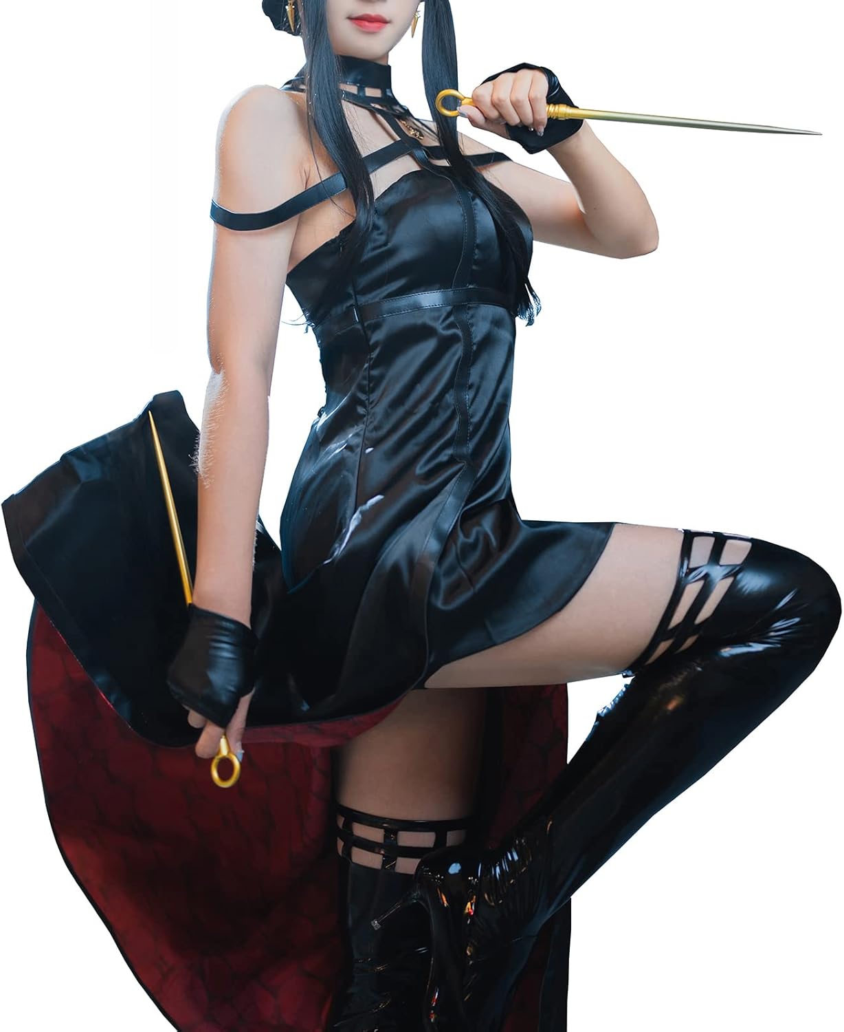 Yor Cosplay Costume with Wig, Satin, Adult Size, Costume, Festival, Event, Anime Cosplay