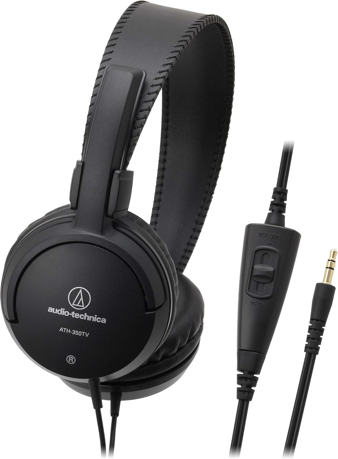Audio-Technica ATH-350TV Wired TV Headphones with Volume Controller, Black