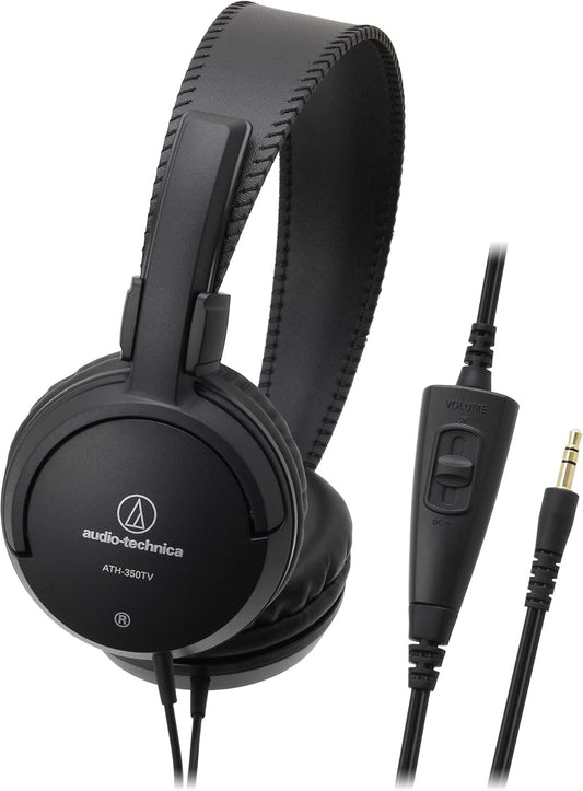 Audio-Technica ATH-350TV Wired TV Headphones with Volume Controller, Black