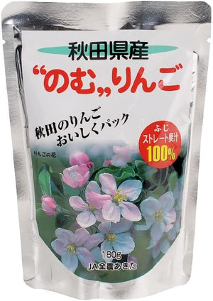 ＜JA Zen-Noh Akita＞ Drinking Apple Akita Prefecture Apple (Fuji) Straight Juice 100% Juice (No Sugar Added, Additive-Free) 180g x 10 Pack Set