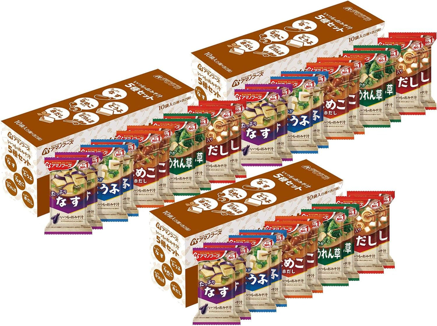 [Set Product] Amano Foods Usual Miso Soup, 5 Types, 30 Servings Set (Normal Miso Soup, 5 Types, 10 Servings, 3 Pieces)