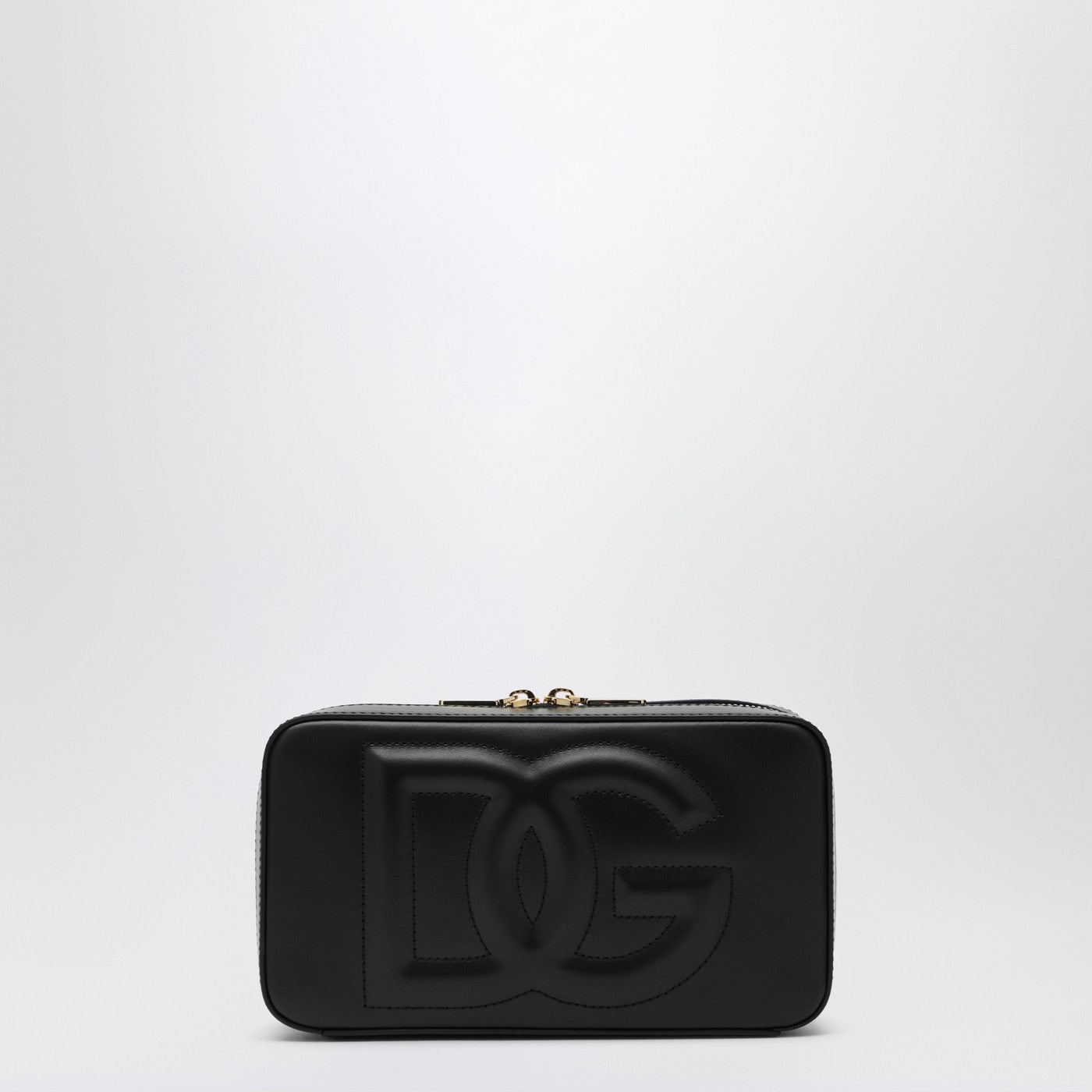 Dolce  Gabbana ロゴ付きのドルチェ＆ガッバーナブラックレザーショルダーバッグ - Image 1