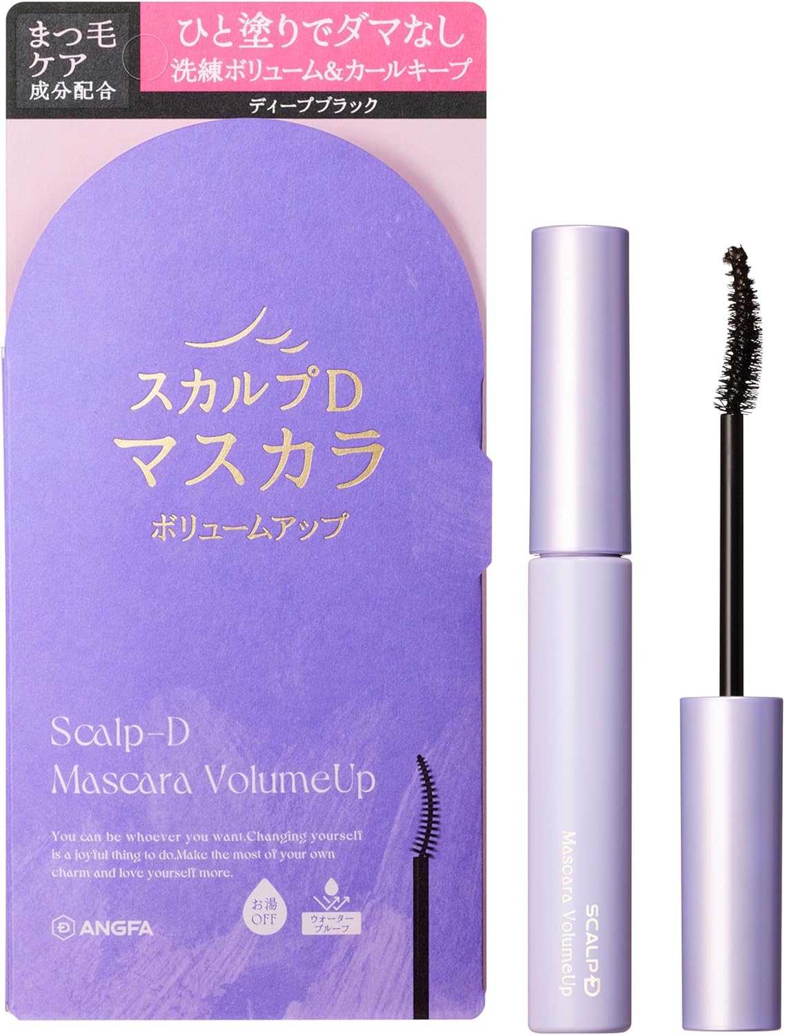 Scalp D Mascara Volume Up (Deep Black), Fluffy Volume, Fall Off with Hot Water, Curl Keep, Upward, Separate, Eyelash Care Ingredient, Paraben, Alcohol, Fiber Free, Compact Curl Brush, Long Eyelashes,