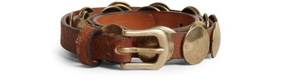 Trinidad belt in aged tan-colored leather with golden maxi studs - Image 1