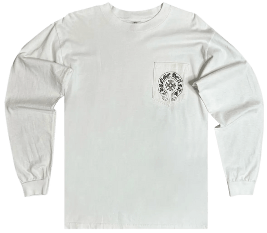 CHROME HEARTS 'LAS VEGAS' HORSESHOE FLORAL LONGSLEEVE T-SHIRT WHITE