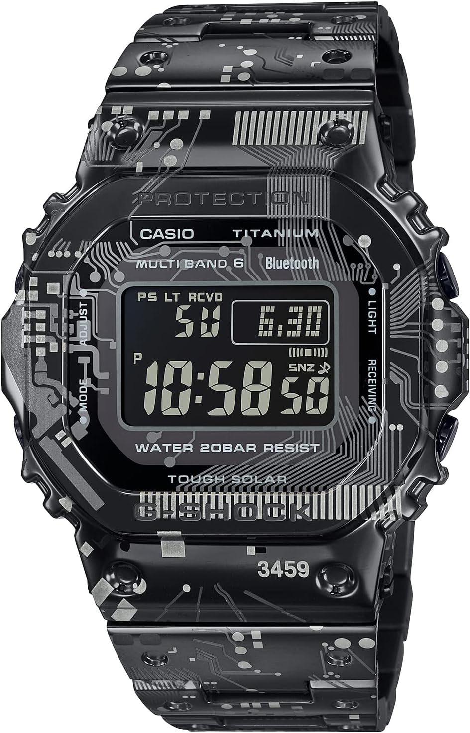 Casio GMW-B5000TCC-1JR Men's Wristwatch, Full Metal, Radio Solar, Titanium Model, Black, Limited Model: Titanium (Circuit Board Pattern Camouflage), 1 piece, watch