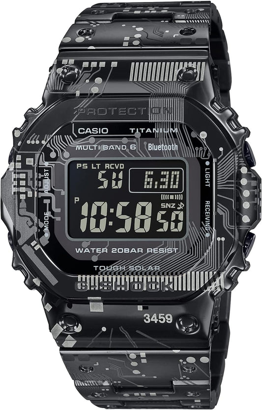 Casio GMW-B5000TCC-1JR Men's Wristwatch, Full Metal, Radio Solar, Titanium Model, Black, Limited Model: Titanium (Circuit Board Pattern Camouflage), 1 piece, watch