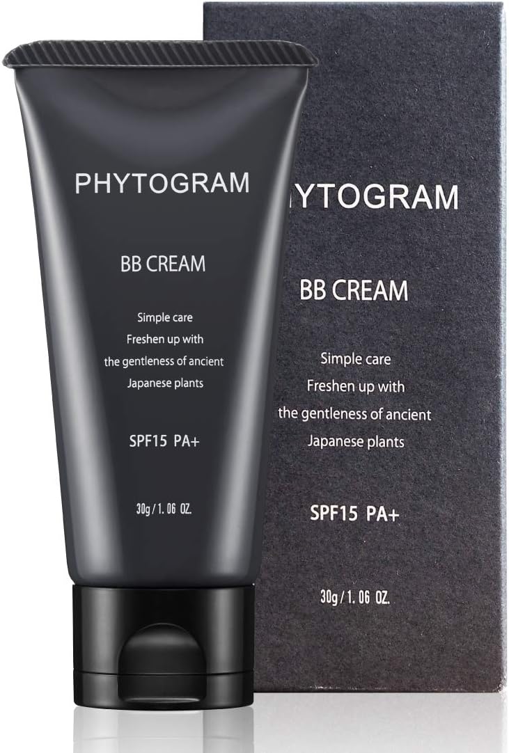 Men's BB Cream, Light, 1.1 oz (30 g), SPF15 PA+ Unscented (Fair-Skinned Souffle Type, Millet Marks, Blue Beard, Foundation) [Phytogram]