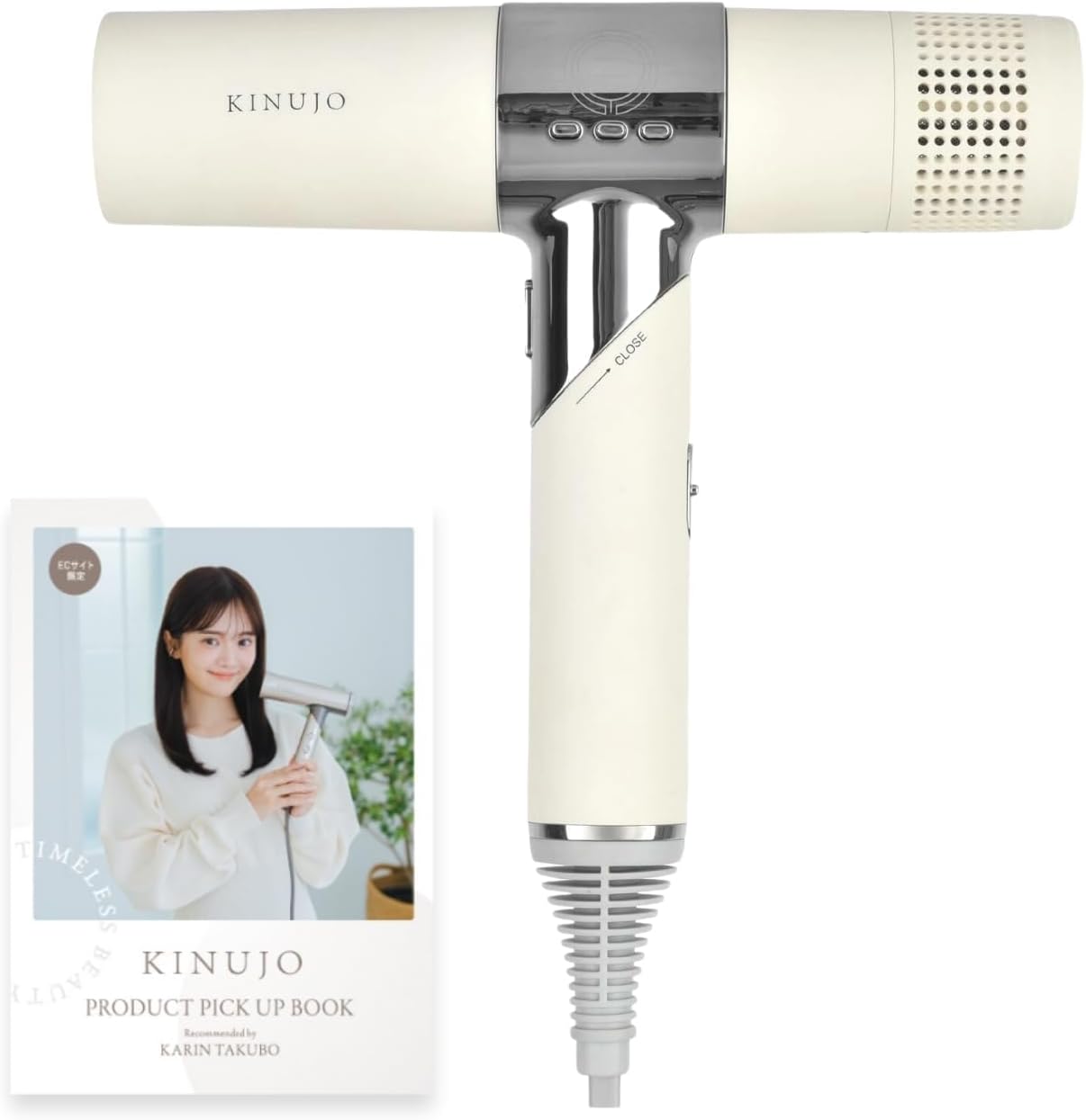 【Official EC Exclusive with Collaboration Guidebook】KINUJO Kinujo Hair Dryer Silky Wind Large Airflow Quick Dry Negative Ion Super Far-Infrared Glossy Hair Terahertz Waves 3-Step Temperature Control