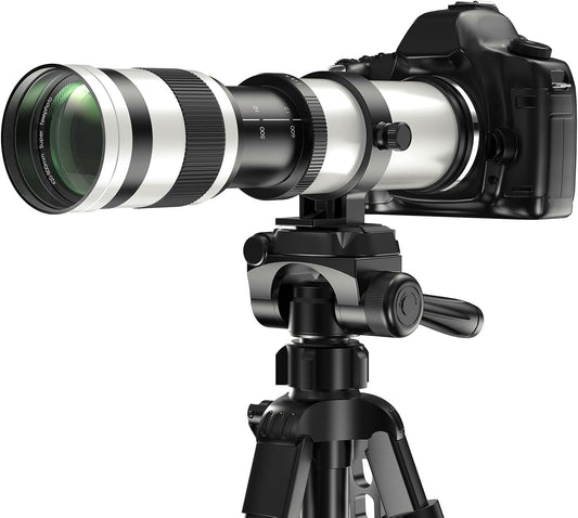 Lightdow 420-800mm f/8.3-16 Telephoto Zoom Lens for SLR Manual Telephoto Zoom Lens for Canon EF (Compatible with Canon EF-White)