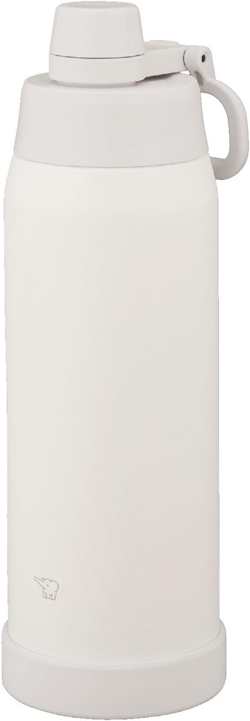 Zojirushi SD-KA100-WM Water Bottle, 0.3 gal (1.0 L) (Fast Hydration), Dishwasher Safe, Seamless Stopper, Only 3 Washings, Handle Included, Cold Insulation, Cool Bottle, Pale White