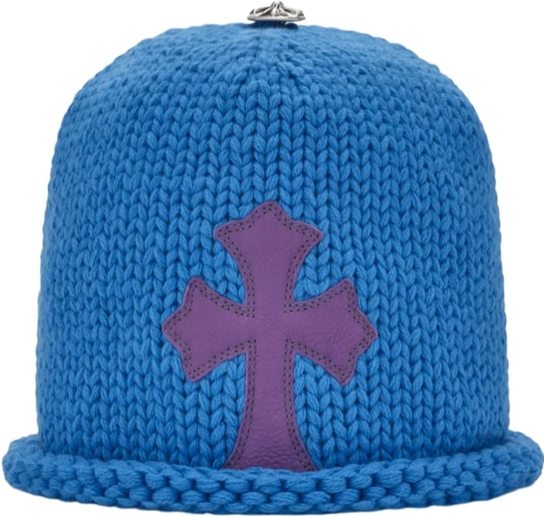 CHROME HEARTS 'BLUE' PURPLE CROSS PATCH KNIT BEANIE
