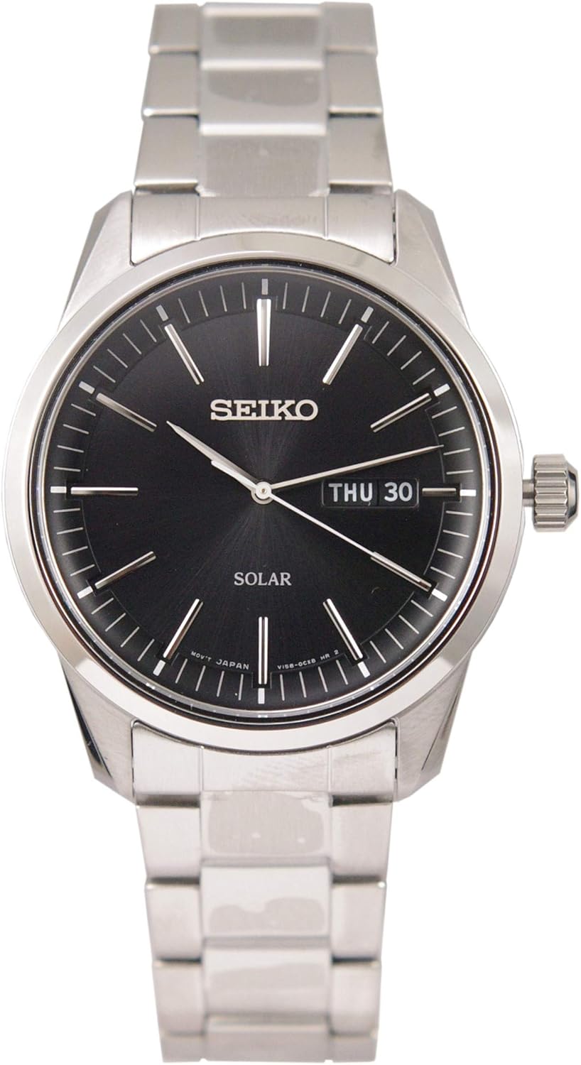 Seiko SNE527P1 Men's Watch Solar Black Dial, Bracelet Type