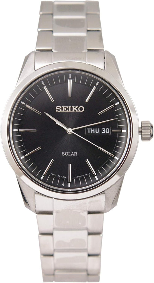 Seiko SNE527P1 Men's Watch Solar Black Dial, Bracelet Type