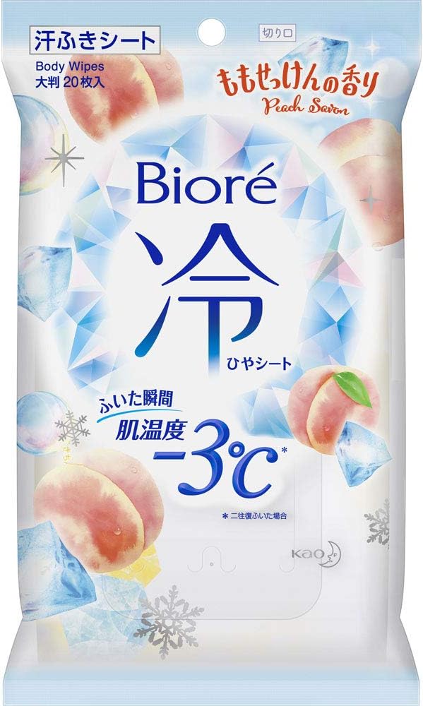 Biore Cooling Sheets, Peach Soap Scent, 20 Sheets