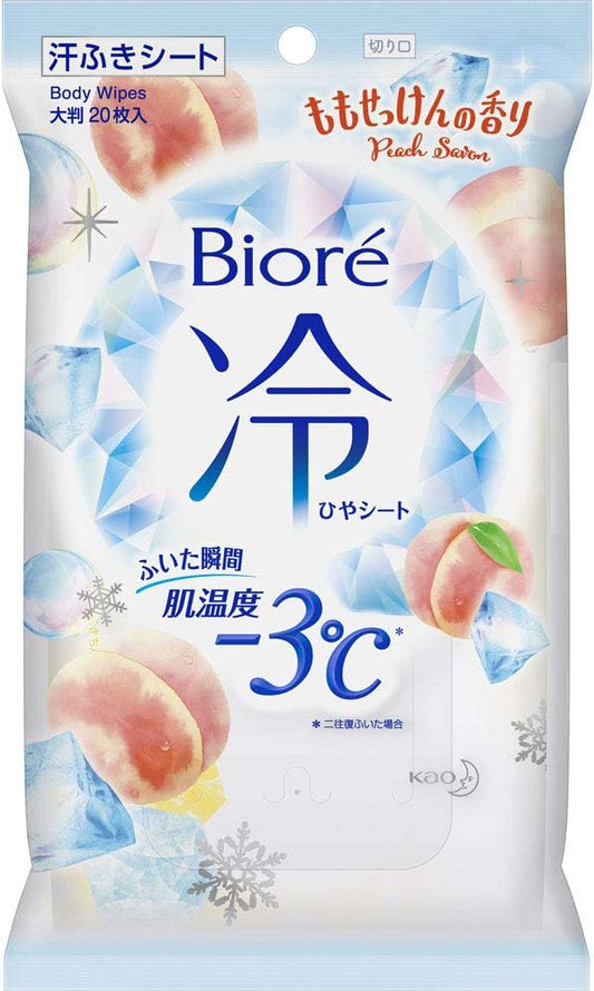 Biore Cooling Sheets, Peach Soap Scent, 20 Sheets