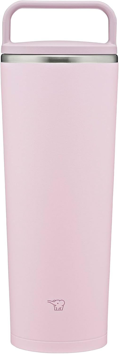 ZOJIRUSHI Stainless Steel Tumbler 400ml 【Portable Tumbler】 Dishwasher Safe Seamless Straw 2-Piece Wash Handle Attached Keeps Hot and Cold Powdery Pink SX-JS40-PM