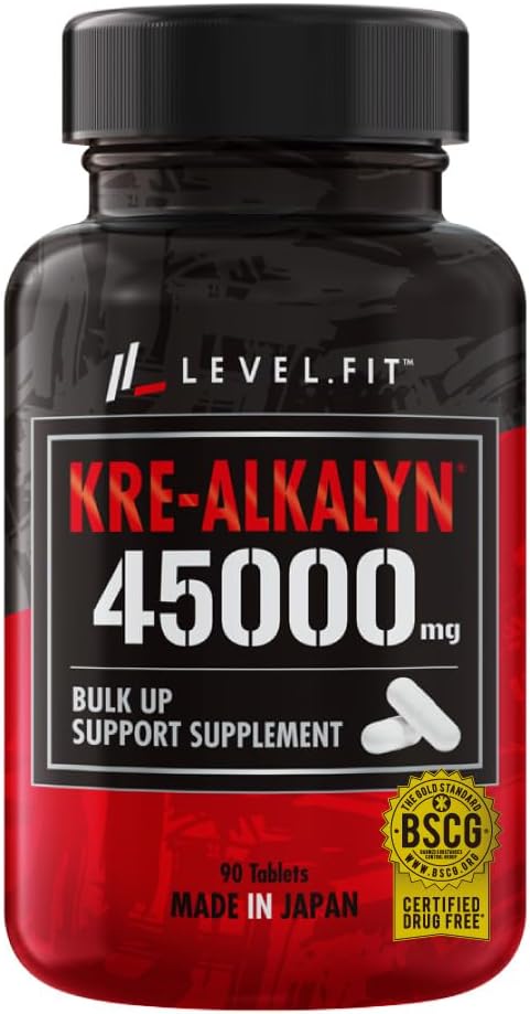 LEVEL.FIT Crealkaline Capsules, High Purity Creatine Monohydrate, Made in Japan (Anti-doping Certified), 90 Capsules (30 Day Supply)