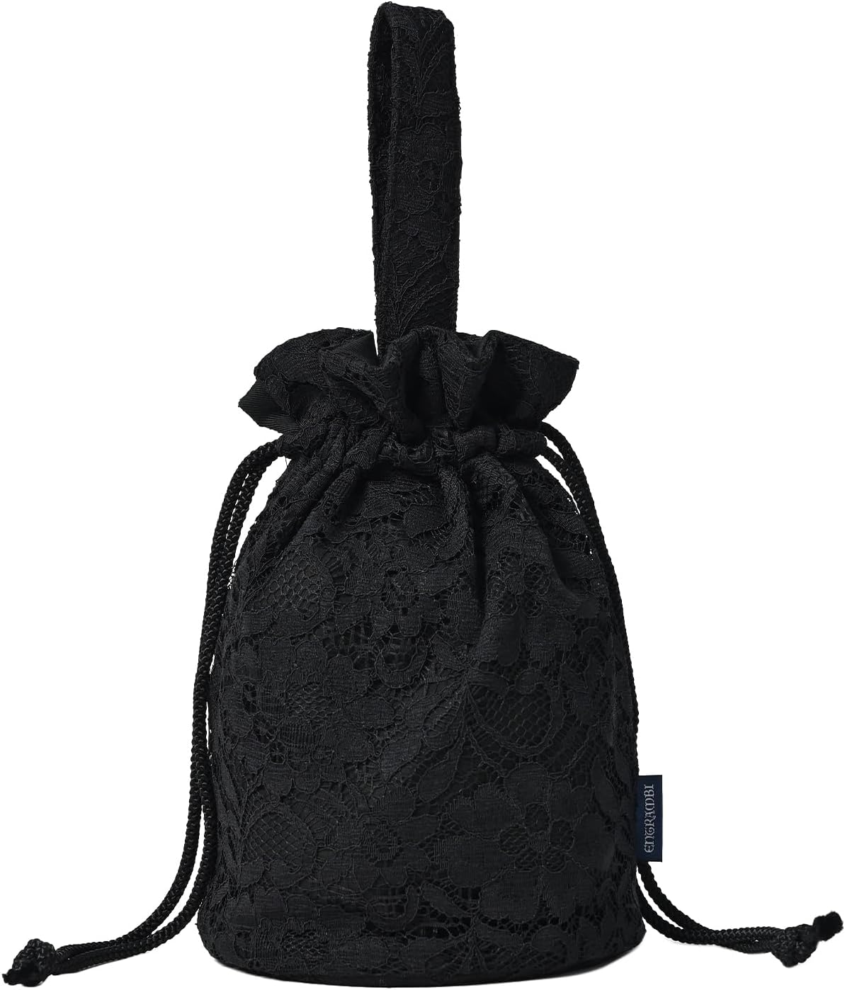 ENTRAMBI Made in Japan Lace Drawstring Bag, Round Shape, Square Type, Lace, Floral Pattern, Women's, Yukata, Kimono