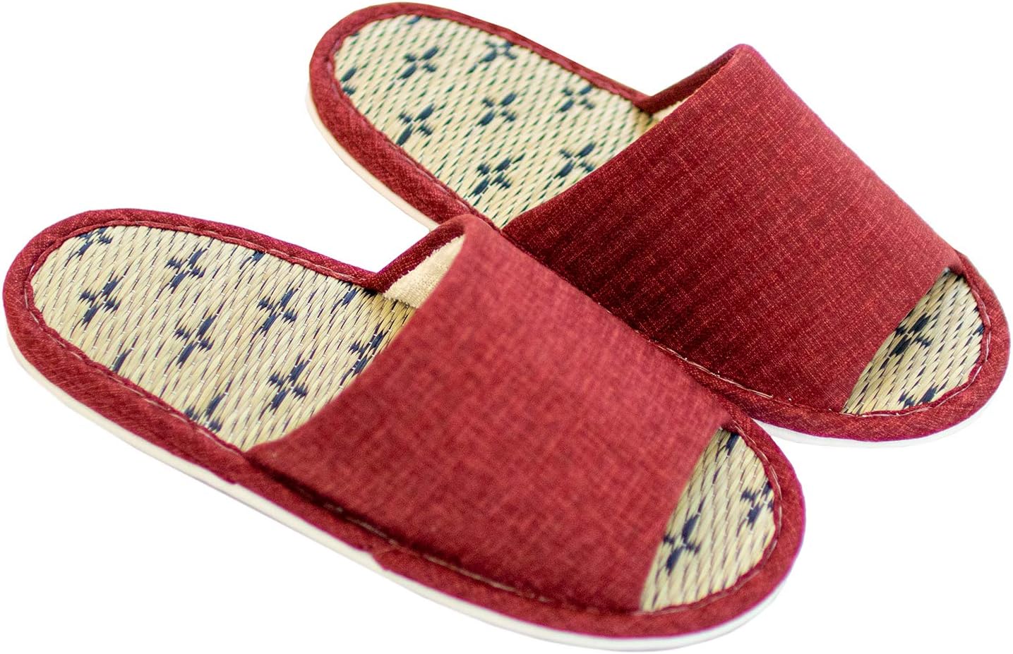 OKA 4548622995152 Tatami Slippers, Made in Japan, Size M, Red (Foot Size Up to US Women 8 (24 cm)), Igusa (Rush Grass)