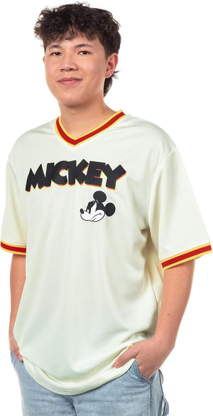 Disney Camiseta de béisbol de Mickey Mouse para hombre, diseño clásico de Mickey Mouse
