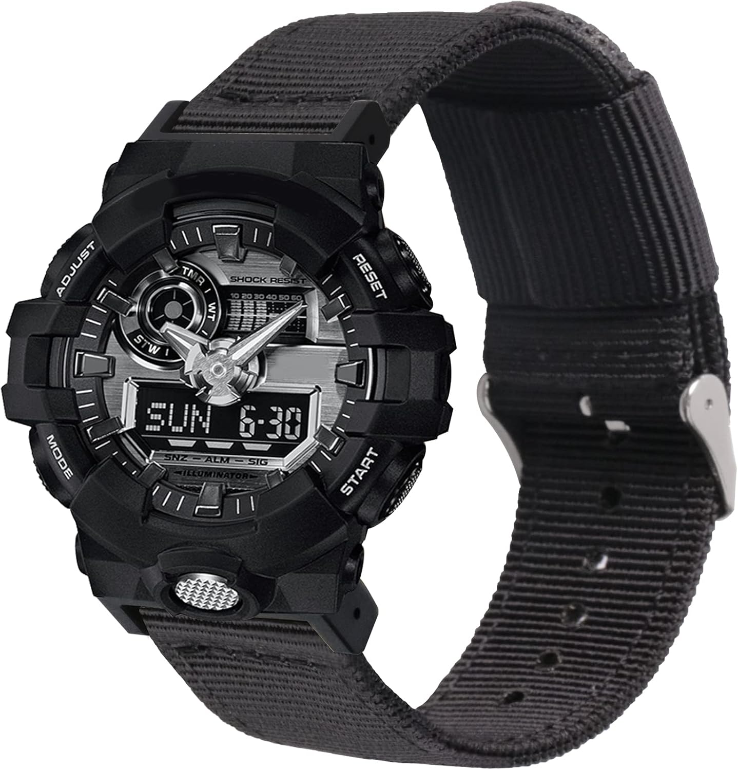 G-Shock腕時計バンド交換用ナイロンストラップ カシオウォッチモデルGW5600/GM5600、GA-100/110/120/150/200/300/400/700、GD-100/110/120/350、DW-5305/5600/6900/9に対応 052