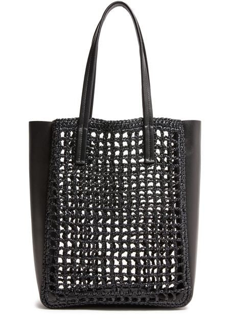 KHAITE Zoe small leather raffia tote bag - Image 1
